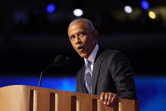 Barack Obama durante il suo intervento alla convention democratica di Chicago